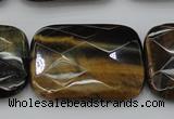 CTE1392 15.5 inches 30*40mm faceted rectangle yellow & blue tiger eye beads