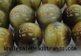 CTE1447 15.5 inches 18mm round golden & blue tiger eye beads