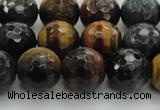 CTE1474 15.5 inches 12mm faceted round mixed tiger eye beads