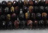 CTE1481 15.5 inches 5*8mm faceted rondelle mixed tiger eye beads