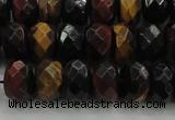 CTE1483 15.5 inches 7*12mm faceted rondelle mixed tiger eye beads