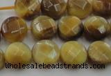 CTE1536 15.5 inches 10mm faceted coin golden tiger eye beads