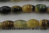 CTE1552 15.5 inches 6*10mm rice golden & blue tiger eye beads wholesale