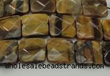 CTE1731 15.5 inches 10*10mm faceted square yellow tiger eye beads