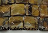 CTE1733 15.5 inches 14*14mm faceted square yellow tiger eye beads