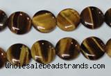 CTE175 15.5 inches 10mm flat round yellow tiger eye gemstone beads