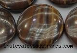 CTE1750 15.5 inches 30mm flat round iron tiger eye beads