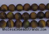 CTE1810 15.5 inches 4mm round matte yellow iron tiger beads