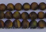 CTE1811 15.5 inches 6mm round matte yellow iron tiger beads