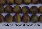 CTE1812 15.5 inches 8mm round matte yellow iron tiger beads