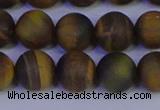 CTE1814 15.5 inches 12mm round matte yellow iron tiger beads