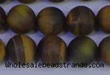 CTE1815 15.5 inches 14mm round matte yellow iron tiger beads