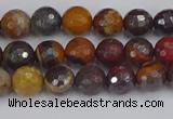 CTE1819 15.5 inches 6mm faceted round red iron tiger beads