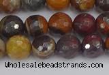 CTE1821 15.5 inches 10mm faceted round red iron tiger beads