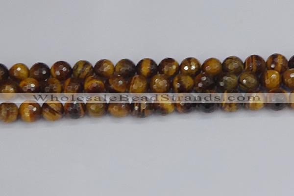 CTE1830 15.5 inches 12mm faceted round yellow tiger eye beads