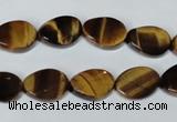 CTE192 15.5 inches 10*14mm twisted oval yellow tiger eye gemstone beads