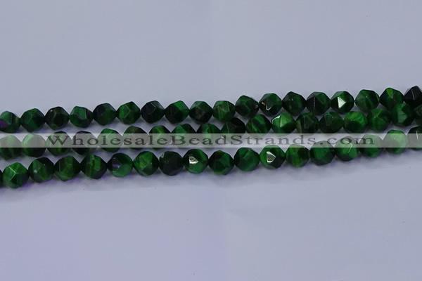 CTE1922 15.5 inches 8mm faceted nuggets green tiger eye beads