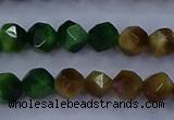 CTE1926 15.5 inches 6mm faceted nuggets colorful tiger eye beads