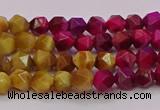 CTE1936 15.5 inches 6mm faceted nuggets mixed tiger eye beads