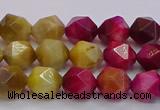 CTE1938 15.5 inches 10mm faceted nuggets mixed tiger eye beads