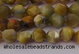 CTE1975 15.5 inches 6mm faceted nuggets golden & blue tiger eye beads