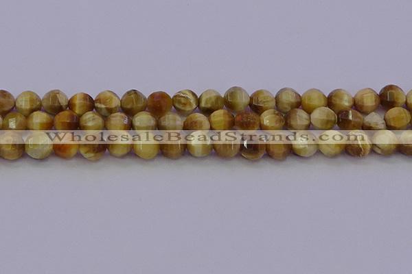 CTE1997 15.5 inches 8mm faceted round golden tiger eye beads