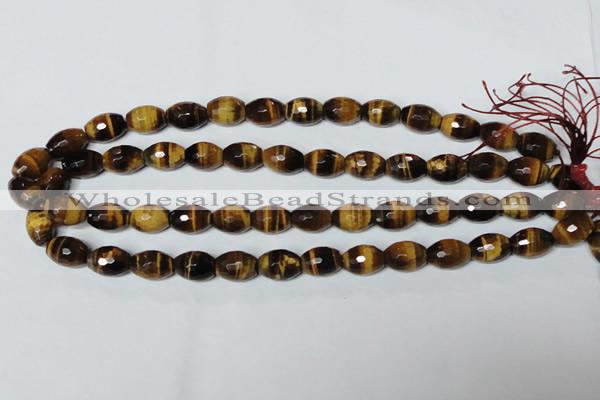 CTE207 15.5 inches 8*10mm faceted rice yellow tiger eye beads