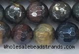 CTE2094 15.5 inches 8mm faceted round AB-color mixed tiger eye beads