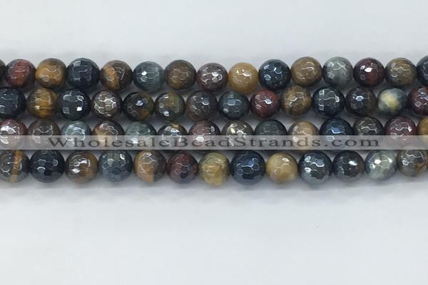 CTE2094 15.5 inches 8mm faceted round AB-color mixed tiger eye beads