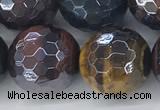 CTE2099 15.5 inches 18mm faceted round AB-color mixed tiger eye beads