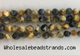 CTE2127 15.5 inches 10mm faceted nuggets golden & blue tiger eye beads