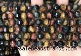 CTE2227 15.5 inches 8mm faceted round colorful tiger eye beads