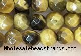 CTE2231 15.5 inches 4mm faceted round yellow tiger eye beads