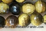 CTE2232 15.5 inches 6mm faceted round yellow tiger eye beads