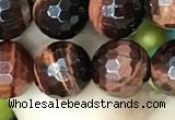 CTE2238 15.5 inches 8mm faceted round red tiger eye beads