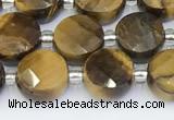 CTE2247 15.5 inches 8mm faceted coin yellow tiger eye beads