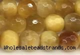 CTE2315 15 inches 6mm faceted round golden tiger eye beads