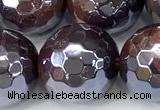 CTE2352 15 inches 12mm faceted round AB-color red tiger eye beads