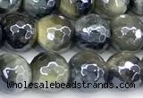 CTE2376 15 inches 6mm faceted round AB-color golden & blue tiger eye beads