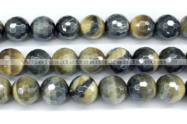 CTE2380 15 inches 14mm faceted round AB-color golden & blue tiger eye beads