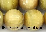 CTE2391 15 inches 12mm faceted round golden tiger eye beads