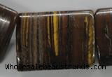 CTE313 15.5 inches 30*40mm flat tube yellow tiger eye gemstone beads