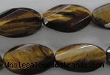 CTE322 15.5 inches 15*25mm twisted & faceted oval yellow tiger eye beads