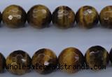 CTE424 15.5 inches 12mm faceted round yellow tiger eye beads