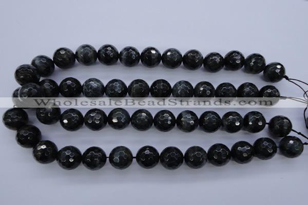 CTE446 15.5 inches 16mm faceted round blue tiger eye beads