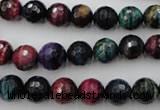 CTE581 15.5 inches 6mm faceted round colorful tiger eye beads