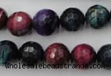 CTE584 15.5 inches 12mm faceted round colorful tiger eye beads