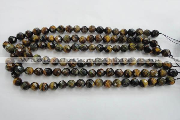 CTE721 15.5 inches 6mm faceted round yellow & blue tiger eye beads