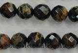 CTE724 15.5 inches 12mm faceted round yellow & blue tiger eye beads