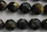 CTE725 15.5 inches 14mm faceted round yellow & blue tiger eye beads